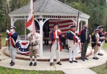 Members of the Sons of the American Revolution Jacksonville chapter dress in period costumes for a historical commemoration event. The chapter hosts several events throughout the year to promote patriotism and preserve American history. Photos courtesy Jacksonville Chapter of the Sons of the American Revolution