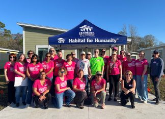 A large group of volunteers gathered at Volusia Woods for the Habitat for Humanity of St. Johns County annual Women Build event held March 6 and 7. Photo courtesy of Habitat for Humanity of St. Johns County.