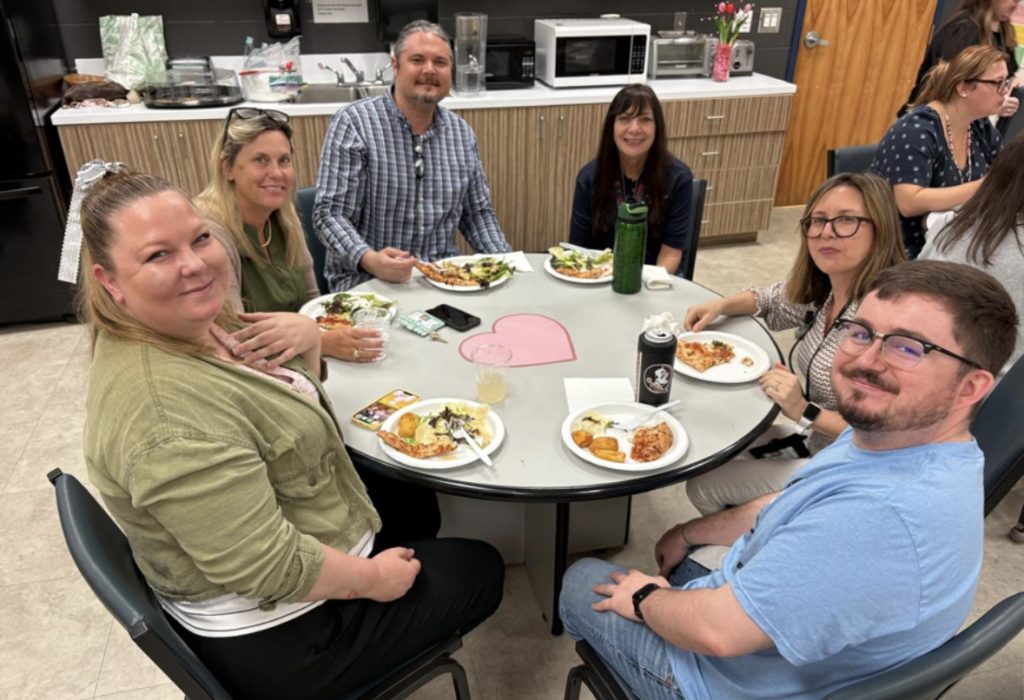 The Landrum Middle School media center served as a hub for staff appreciation activities throughout April. Photo courtesy Ocean Palms Elementary PTO