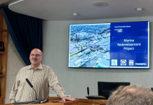 Project Manager Glen Akramoff discusses construction plans for the Fernandina Beach marina redevelopment during a stakeholder meeting Tuesday. Photo by Kate Kimmel/Nassau NewsLine
