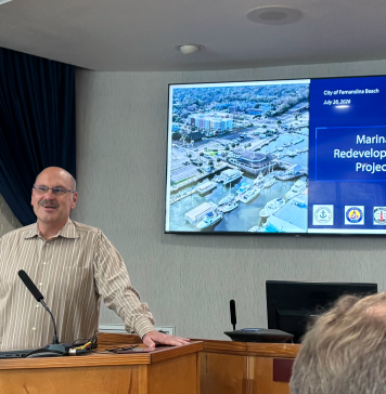 City outlines timeline for marina redevelopment as construction nears Project Manager Glen Akramoff discusses construction plans for the Fernandina Beach marina redevelopment during a stakeholder meeting Tuesday. Photo by Kate Kimmel/Nassau NewsLine