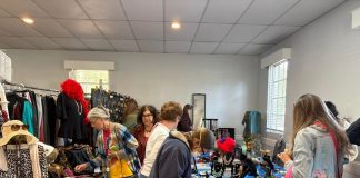 Shoppers browse clothing, jewelry and accessories at a previous Mandarin Garden Club sale. Photo courtesy Mandarin Garden Club