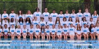 The First Coast Y FLYERS Competitive Team gathers for a group photo. Photo courtesy First Coast YMCA