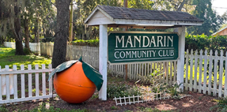 The Mandarin Community Club's entrance sign welcomes visitors to the historic Mandarin site, home to this year's citrus fundraiser. Photo courtesy of Mandarin Community Club
