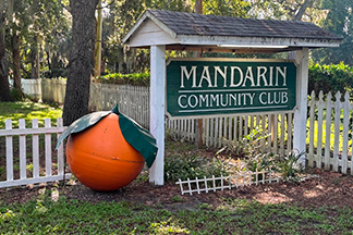The Mandarin Community Club's entrance sign welcomes visitors to the historic Mandarin site, home to this year's citrus fundraiser. Photo courtesy of Mandarin Community Club