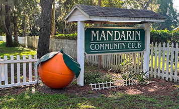 The Mandarin Community Club's entrance sign welcomes visitors to the historic Mandarin site, home to this year's citrus fundraiser. Photo courtesy of Mandarin Community Club