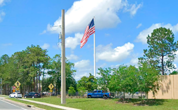 The American flag near the intersection of Old St. Augustine Road and Hartley Road in Mandarin, seen here in a file image, has been down for repairs for several weeks. Photo: Google Maps