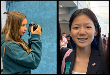 Left to right, Landrum Middle School photographer Alexia Heflin prepares for a photo shoot; Editor-in-Chief Sasha Qu Yan of Landrum Middle School's yearbook staff.